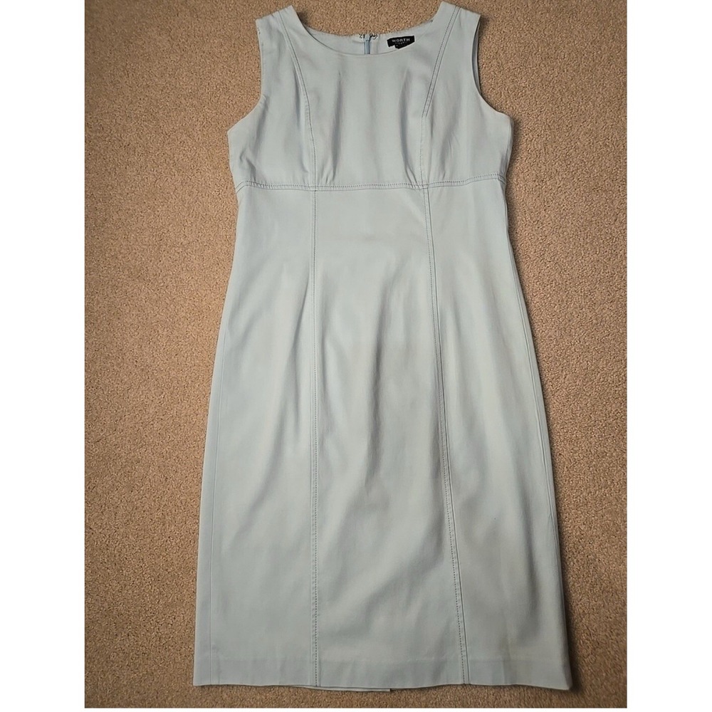 Worth New York Light Blue Sleeveless MIDI Dress Lyocell Cotton SZ 6‎ Made In USA